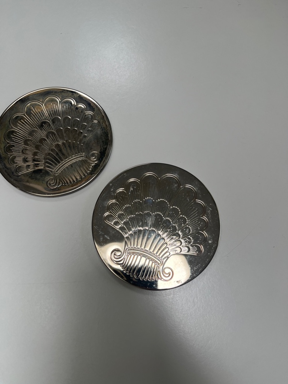 Set of 6 Silver plated Decorative Shell Coasters - Home Accents